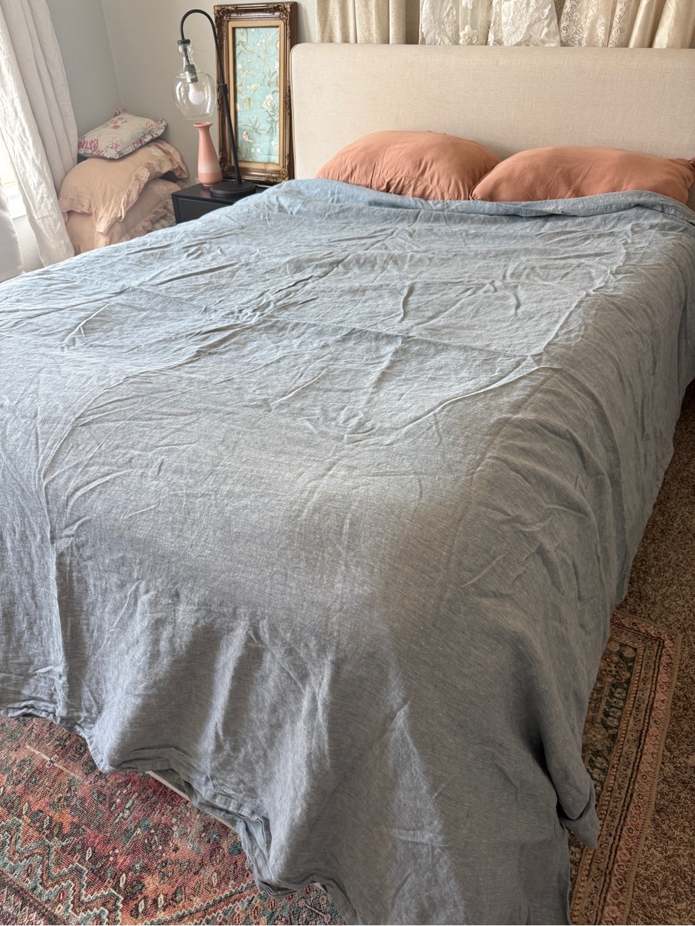 Pottery Barn Linen Duvet Cover Slate Blue Gray